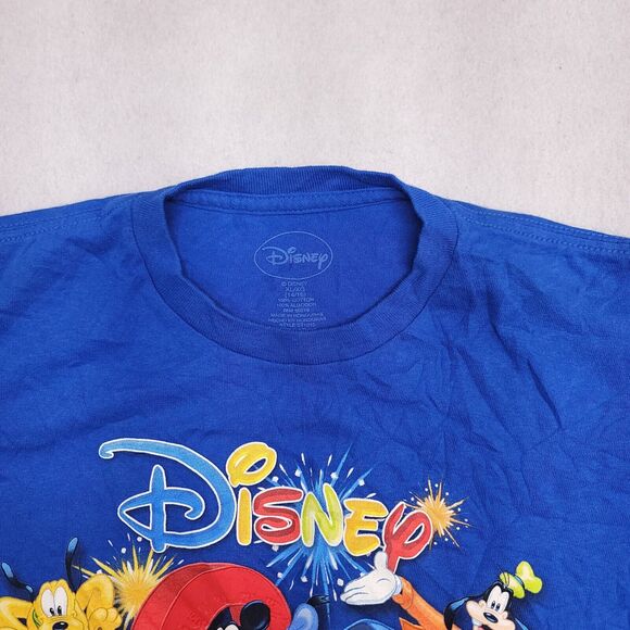 Disney Land 2014 Casual Crew Neck Short Sleeve T-Shirt Youth Boys Size XL Blue - Picture 1 of 11